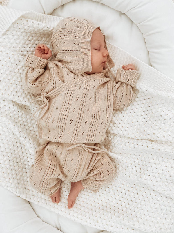 bring-me-home-pointelle-set-beige Luna and Luca Newborn Baby Clothes